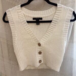 Forever 21 Ivory Knit Vest with Buttons